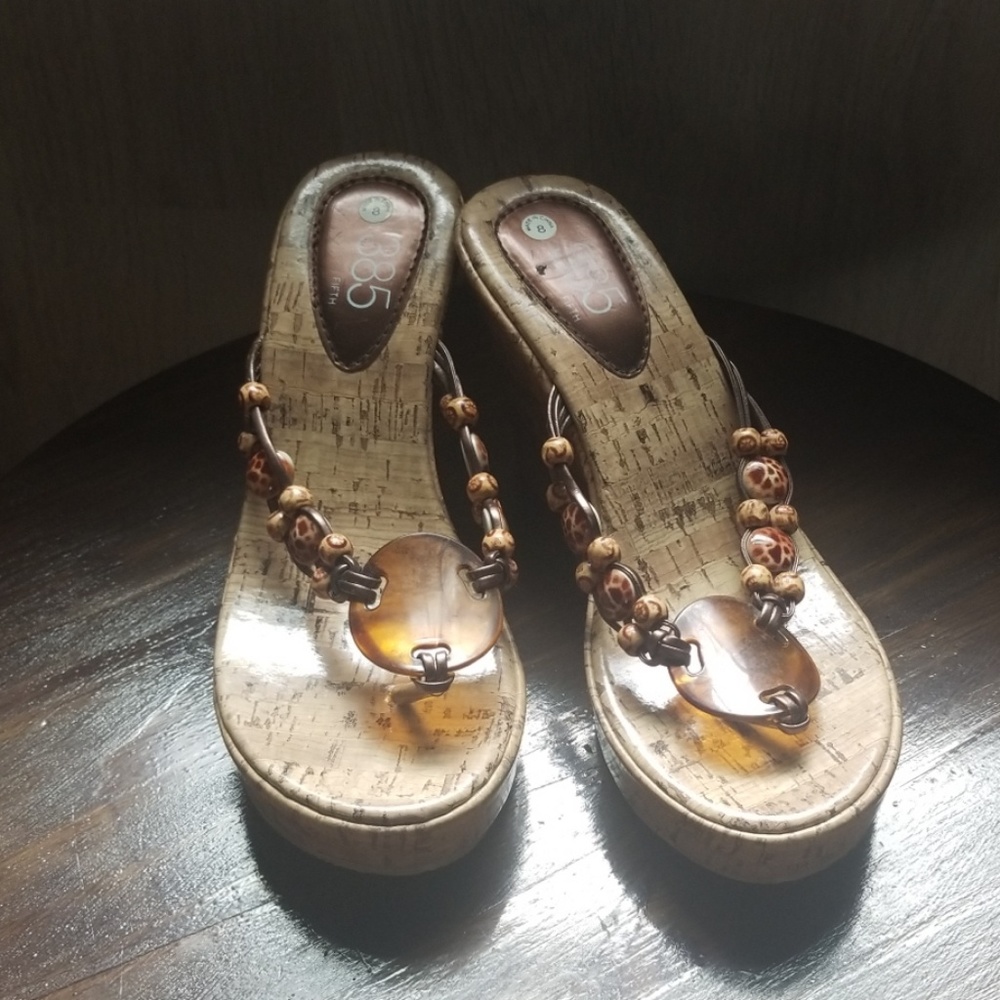 Beaded Wedge Sandals